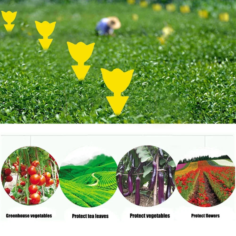 30-10pcs Sticky Insect Trap Yellow Plastic Insect Sticky Board Plant Pest Control Catcher Flower Pot Gardening Supplies