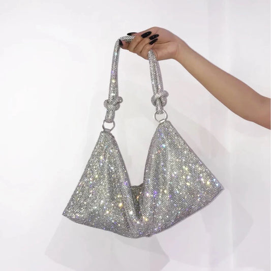 lúxus hönnuður hobo öxlpoki höndla skínandi rhinestones kvöld kúplingspoka tösku kristal purses og handtösku hobo poka