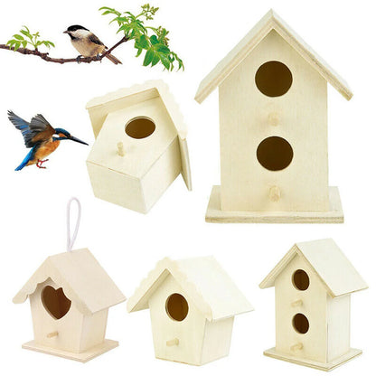Holz Vogelhaus Nest Nest Bird Box Birdhouse Frohe Haus für Garten Vogel Lebensraum idealer Nistplatz für Vogelschutz