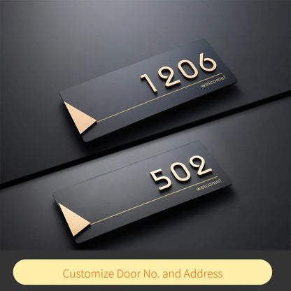 Acrílico moderno de la puerta de la puerta del plato personalizar el número de la casa del nombre de la casa Carta de la dirección de la familia para el hogar de apartamentos de apartamento en casa hotel
