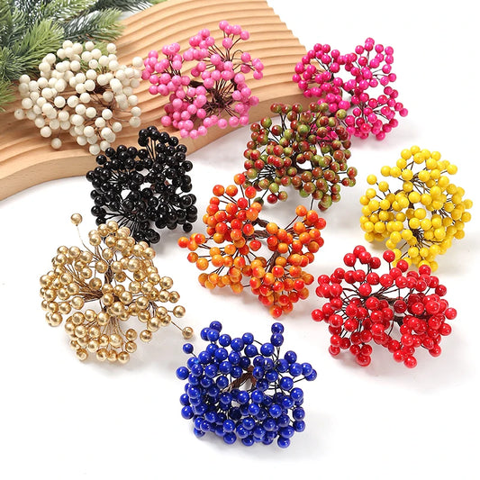 50heads Artificial Berry Fake Flowers Christmas Decoration Xmas Tree Ornaments Foam Berry For Home Decor Diy Garland Accessories