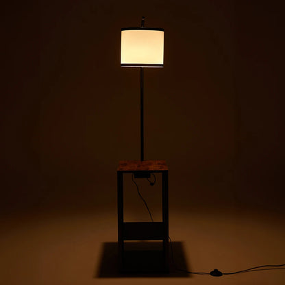 KOMORE Modern Metal Floor Lamp Side Table 2 In 1 for Living Room Office, Bedroom, Hallway, Porch