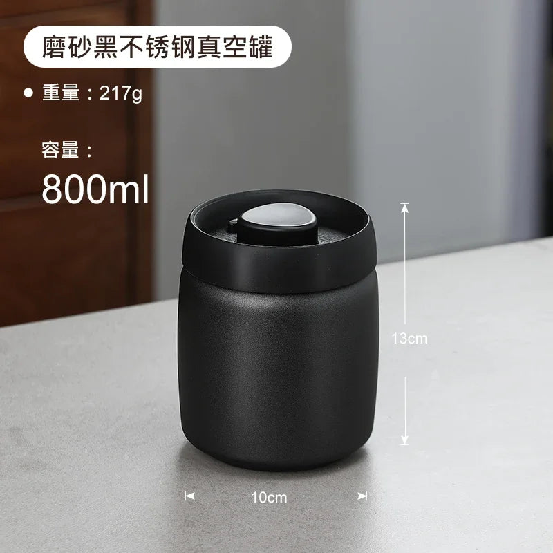Stainless steel tea sealed jar Moisture-proof household tea storage jar press vacuum high-grade coffee bean sealed jar