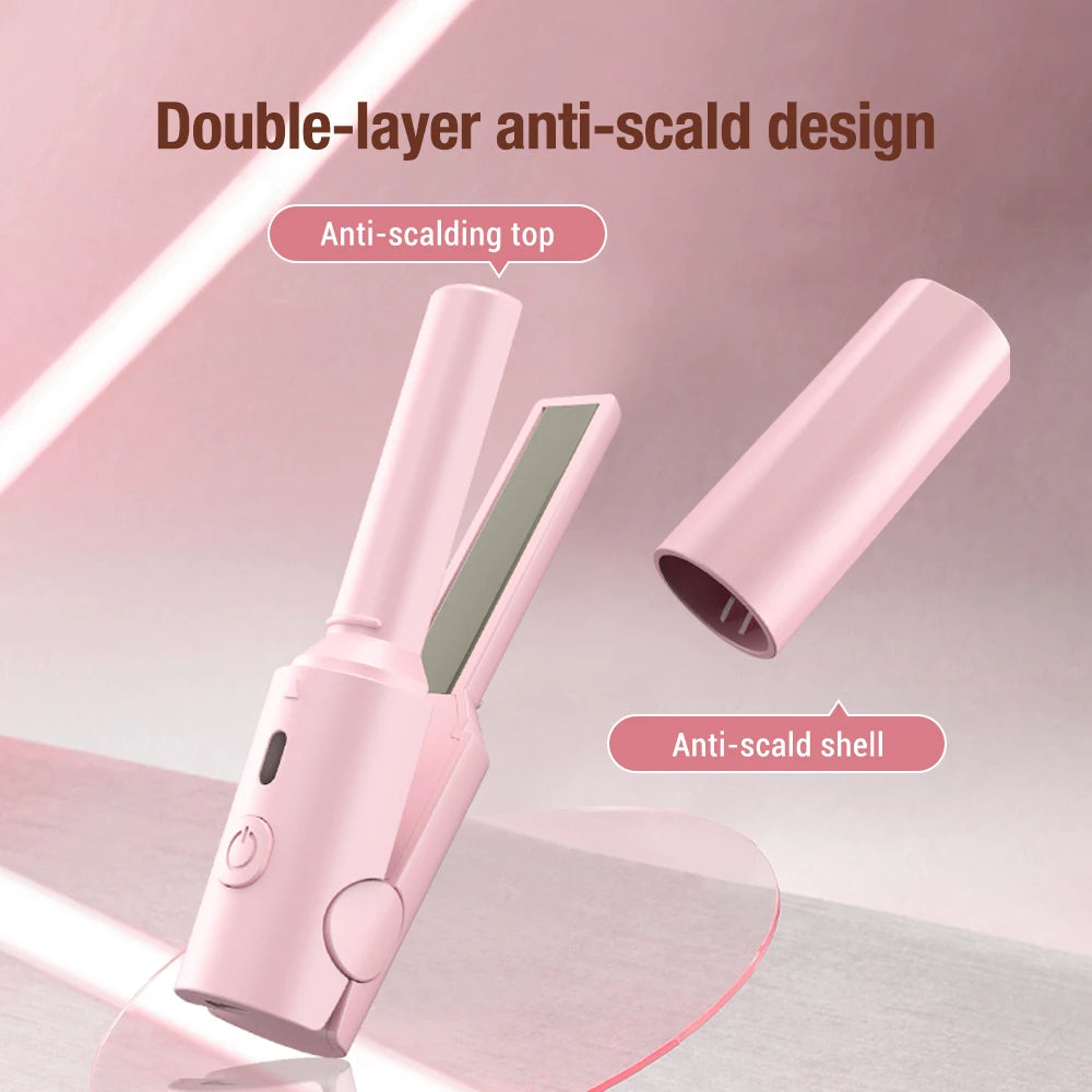 Professional Hair Straightener Curler Comb USB Connect Fast Heating Negative Ion Straighten Comb Styling for Home Travel Women