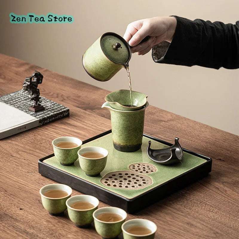 Kiln Change Retro Side Pot Ceramic Teapot Tea Water Separation Chinese Kung Fu Tea Set Home Guest Anti-ironing Single Pot