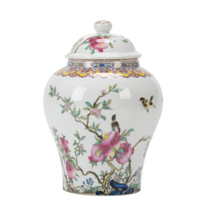European Style Colored Ceramic Tea Caddy Large Sealed Candy Jar Tabletop Flower Vase Household Coffee Beans and Nuts Storage Box