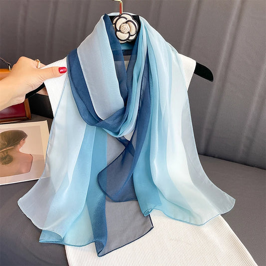 50*160 cm mode kvinder chiffon gradient tørklæde sjal luksus elegant dame alsidig solbeskyttelse dekorere tørklæder hovedtørklæde