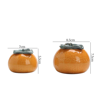 Ceramic Tea Pot Artificial Orange Small Tea Can Seal Storage Tank Kitchen Storage Organizer Sugar Coffee Container Ceramic Jar