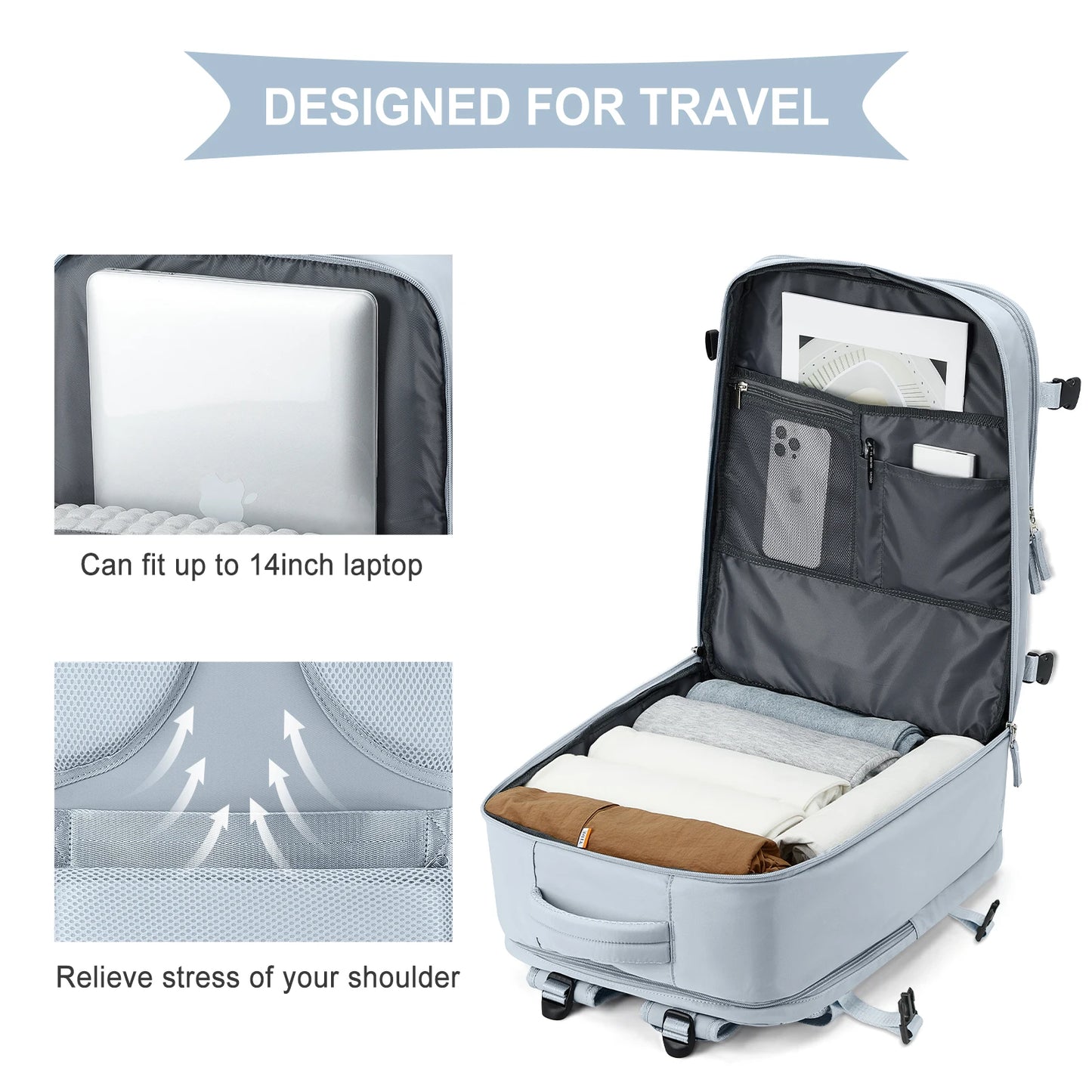 Batock 40x20x25 Ryanair, Travel Backpack pro ženy, osobní předmět, přenášejte batoh, batoh Business Weekender notebook