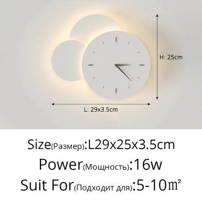 Modern LED Clock Wall Lamps For Bedside Corridor Aisle Hotel Living Room Foyer Kitchen Porch Lights Luminaria Indoor Lighting