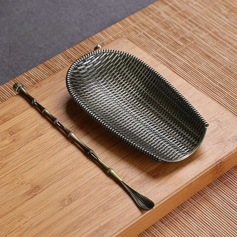 2Pcs/Set Alloy Weaving Chaze Tea Shovel Set Handmade Coffee Bean Taking Tools Traditional Kung Fu Tea-scoop Accessories