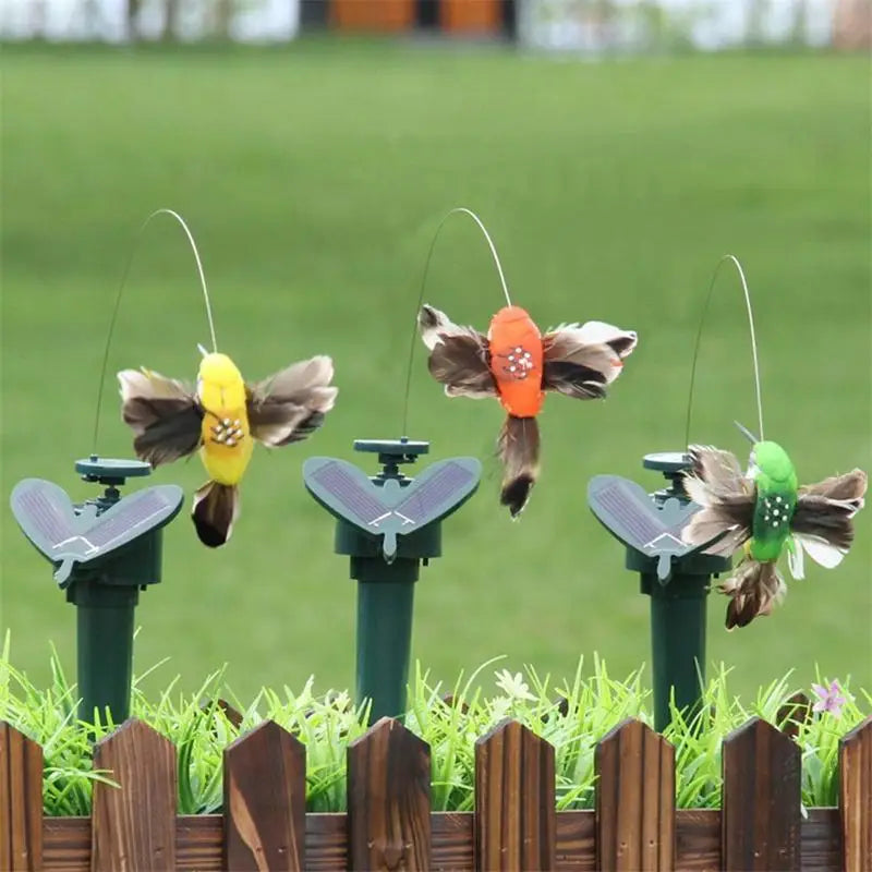 Decoração de jardim de girassol de pássaro voador de pássaro voador, movimentado solar, decoração de jardim de borboletas de bezetas de ornamentos de jardim