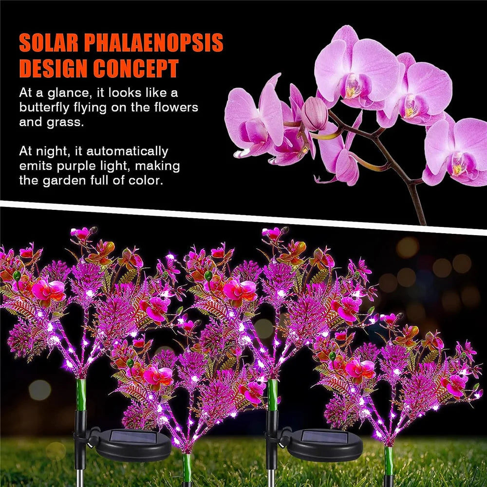 1pc Light Solar Light Outdoor Garden Garden Decorativo Solar Phalaenopsis Flor Luz à prova d'água IP65 Presentes de jardinagem para mulheres