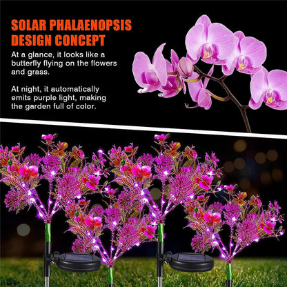 1pc Solar Light Outdoor Garden Decorative Solar Powered Phalaenopsis Flower Light Waterproof IP65 Gardening Gifts for Women