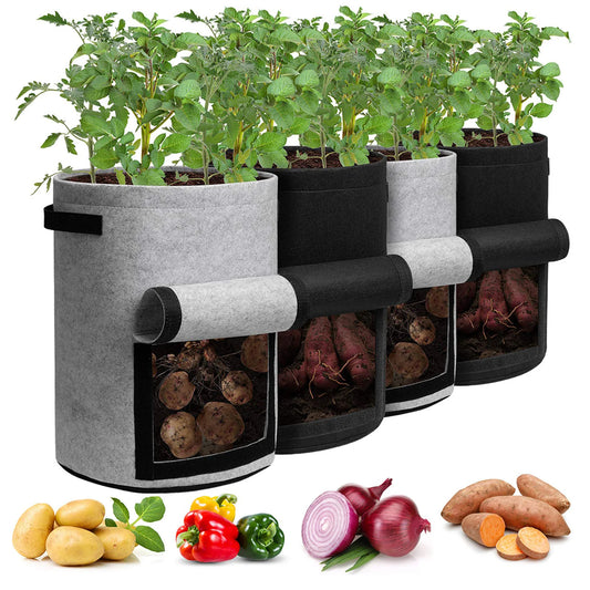 5/7/10 galones Peluces de tela Bolsas de cultivo de cultivo en espesas Jardín no tejido Tomate Tomate Potato Grow Tool con mango