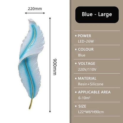 Nordic LED Feather Wall Lamp Creative Bedroom Bedside Living Room Background Home Light Resin Aisle Staircase Decor Wall Lamp