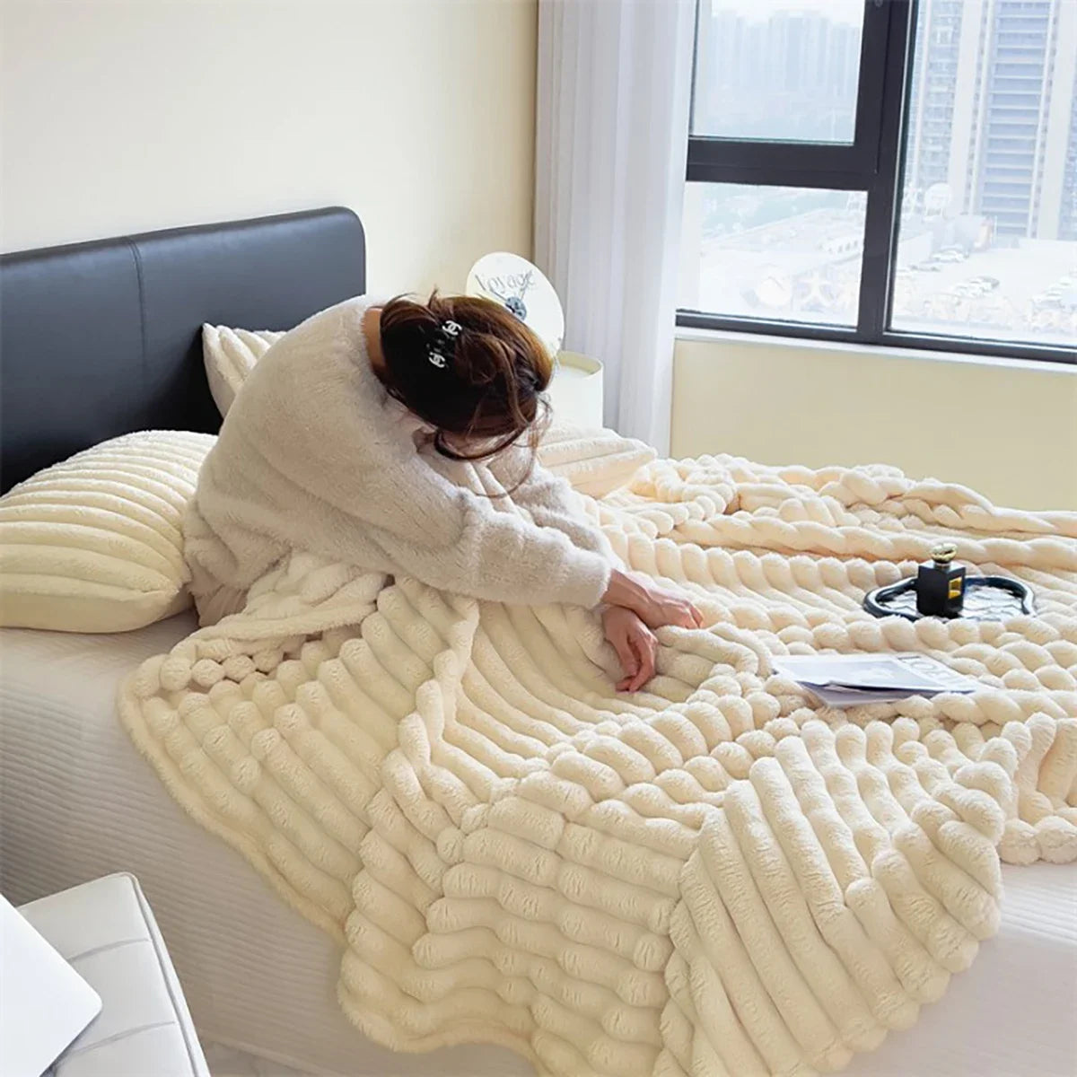 Neue künstliche Kaninchen -Plüsch Herbst warme Decken für Betten weiche Koralle Fleece -Sofa werfen Decke bequem verdickte Bettlaken