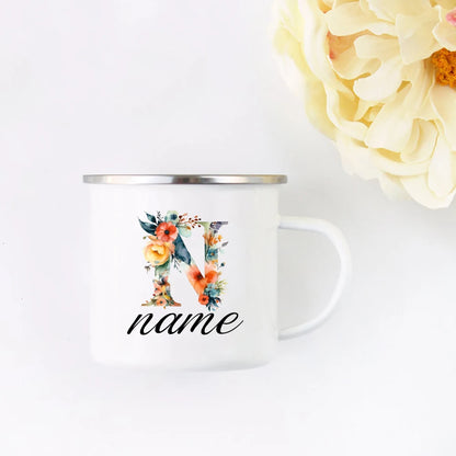Personalized Floral Initial Name Cup Custom NameTea Coffee Hot Chocolate Mug Bride Bridesmaid Mothers Day Gift for Her