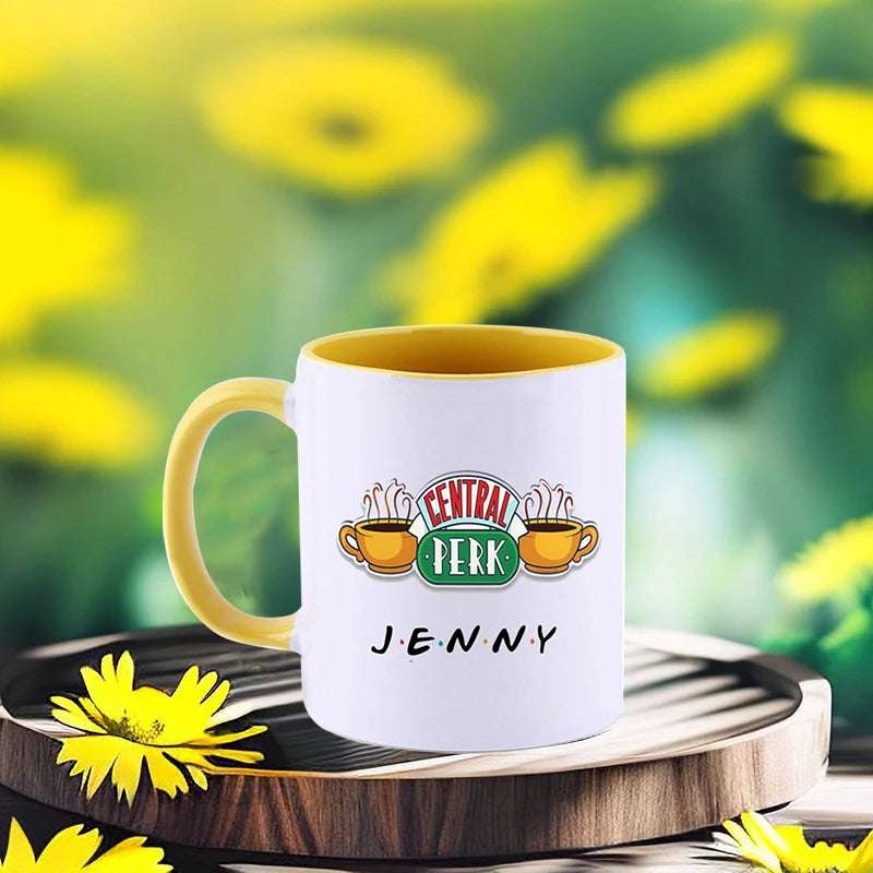 Personalized Name Mug Central Perk Design Coffee Mug  Custom Tea Cup Chocolate Milk Beer Mugs Lovers Friends Gifts Dropshipping