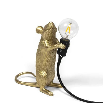 Nordic Cartoon Mouse Resin Night Lamp, Resin Animal Rat, Home Decor, Bedside Lighting Fixtures, E12