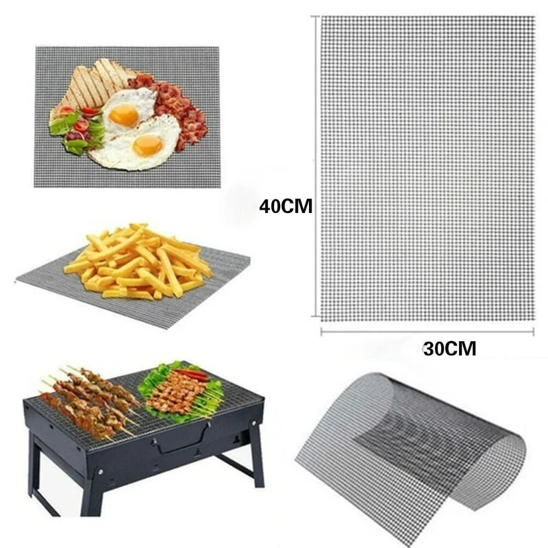 Non-stick Barbecue Mesh Mat Reusable Heat Resistance BBQ Baking Net Pad Kitchen Cooking Smoker Mat Liner Accessorie Tool