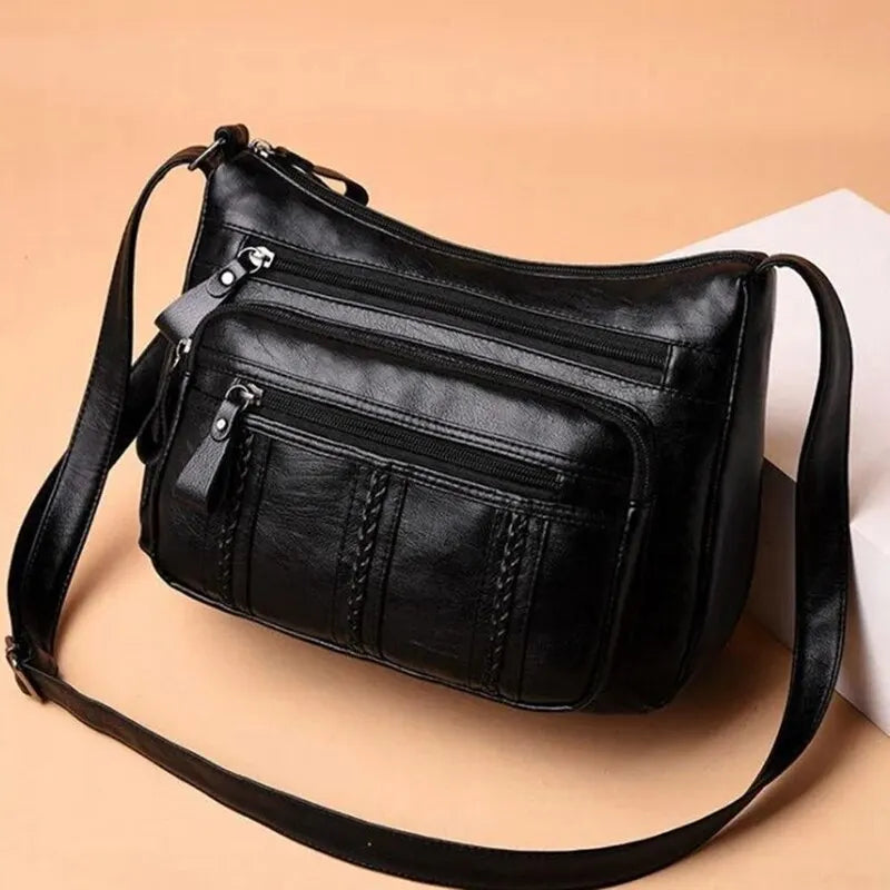 Dámská taška PU Multilayered Soft Leather Ladies Módní módní jednoduché tašky na ramenní tašky maminky crossbody taška