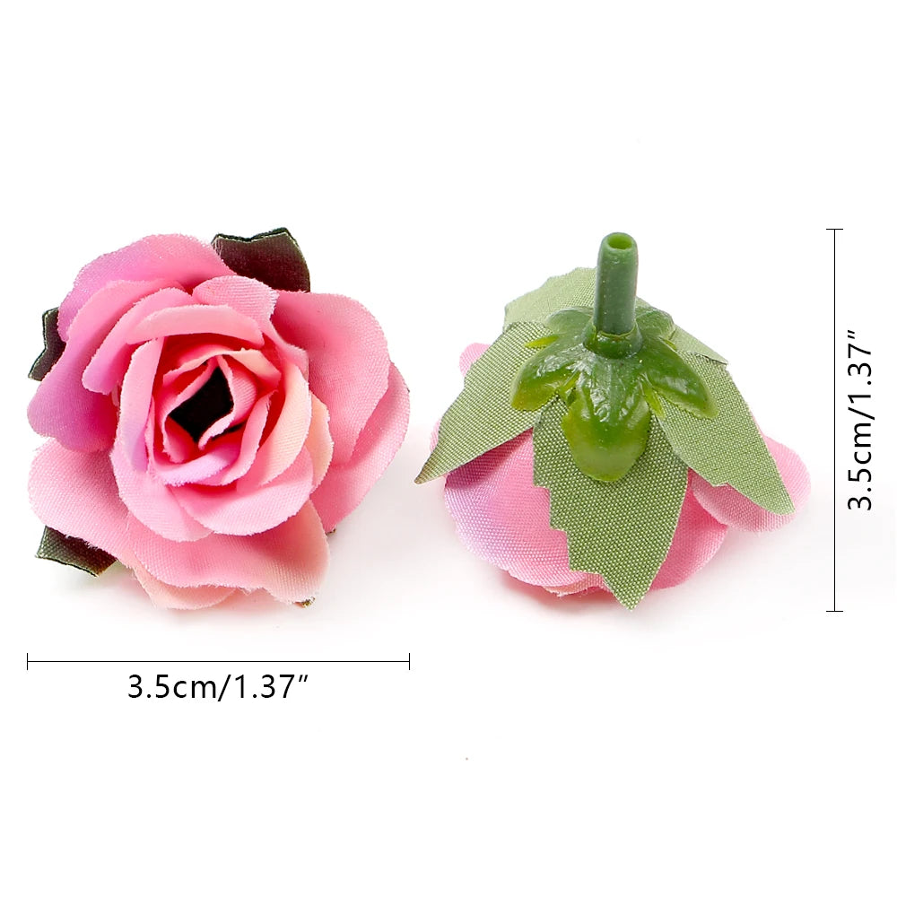 10/20/50pcs Rose Kunstige blomster 3,5 cm falske blomster for hjemmedekor hage bryllup dekorasjon kranset kranser gaveutstyr