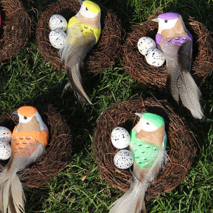 Kerek rattan madárfészek húsvéti kézműves barkács kézműves szőlő szimuláció madárfészek tojásdekorációja kellékek otthoni kerti ablak madárház