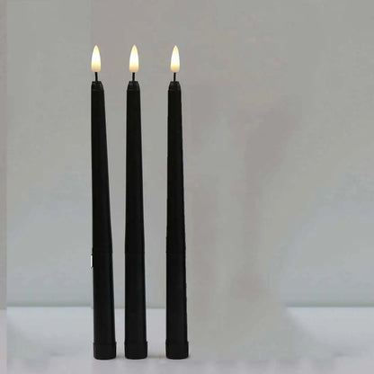 3 ose 4 copë 11 inç Halloween të zeza të zeza LED me flakë të zeza me dritë me dritë të verdhë/të bardhë të bardhë, qirinj LED të rremë plastikë të baterisë