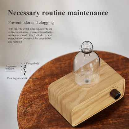 Glass Essential Oil Diffuser Wood Grain Base Air Aroma Diffuser 2600mAh Professional Machine Nebulizer For Home Office Room