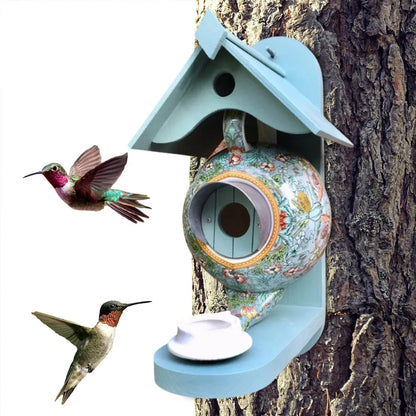 A kolibri házak madáretető dekoráció teáskanna madárház a kerti kézművességhez dekoratív ketrec ház madarak kültéri