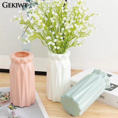 Plastic Dried Flower Vase with Minimalist Geometry Plastic Flower Pot Living Room Small and Fresh Flower Arrangement Decoration