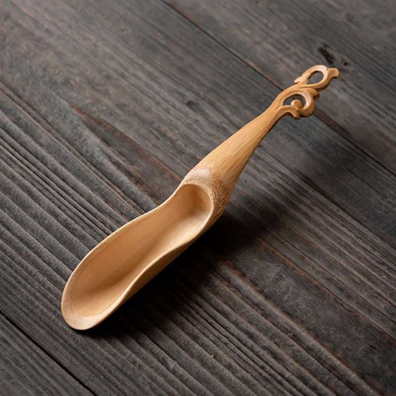 Handmade Bamboo Tea Scoop Traditional Zen Kung Fu Teaware Accessories Kitchen Seasoning Dispenser Tool Coffee Bean Spoon Shovel