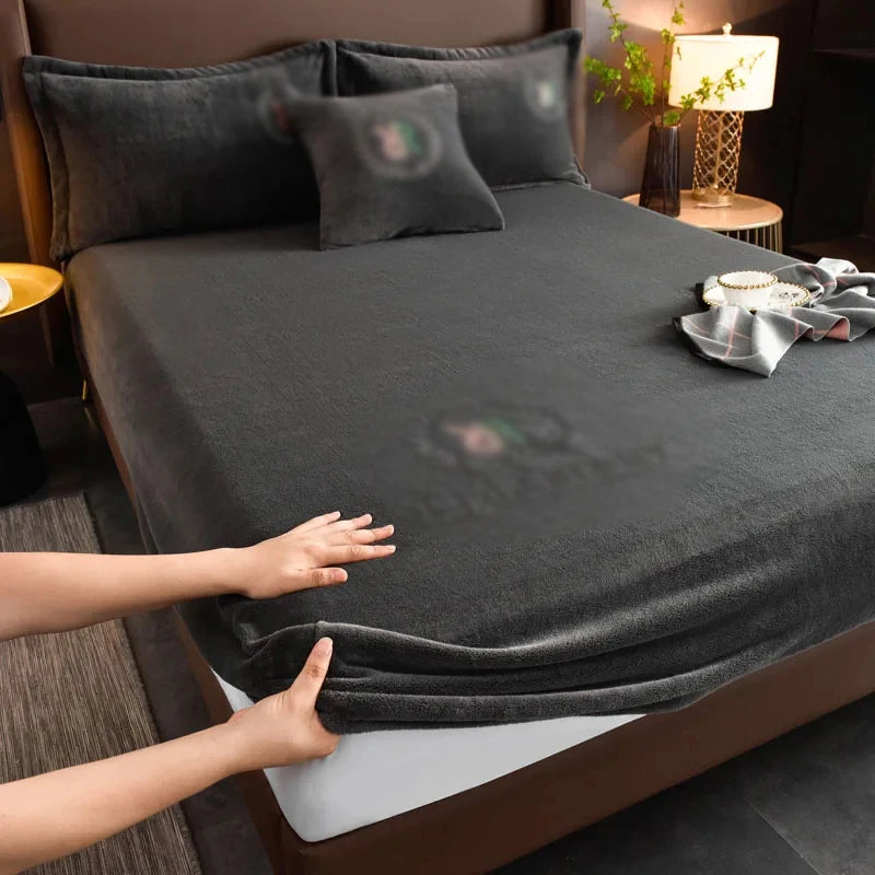 Velvet jacquard matrasbedekking winter warm fluwelen materiaal gemonteerd vel warm materiaal bedklep matrasbeschermer voor 90x200cm