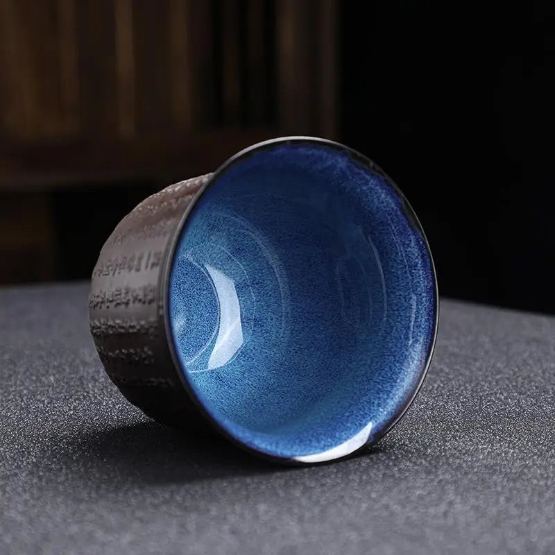 150ML Purple sand kiln change ceramic tea cup Creative personal cup Chinese retro heart Sutra master tea cup single MUGS