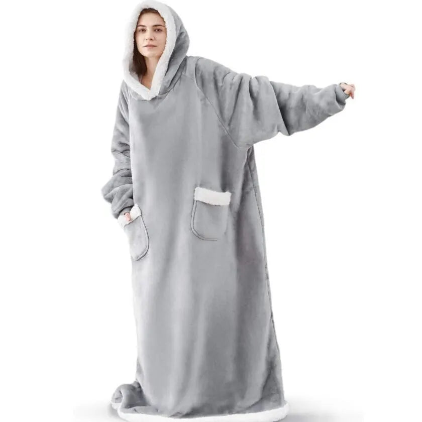 2023 Pătură de flanelă super lungă cu mâneci Hoodies de iarnă Hanorac Femei Bărbați Pullover Fleece Giant TV pătură supradimensionată nou