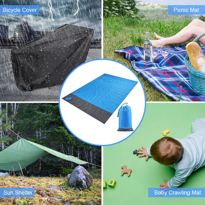 2 x 2,1 m / 2 x 1,4 m vandtæt strand tæppe udendørs bærbare picnicmåtte camping jordmatras multifunktionelt tæppe