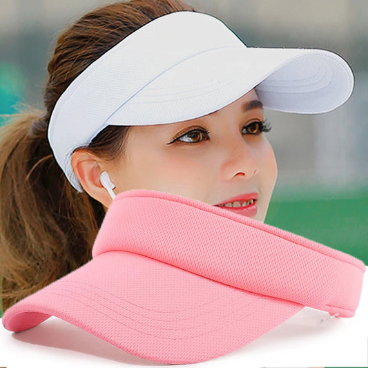 Summer Sun Hats Men Mujeres Algodón Visor ajustable Protección UV Top vacío Solid Solid Tennis Carrera de golf Capilla de béisbol solar