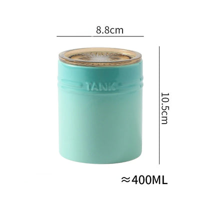 400ml Ceramic Storage Jar Kitchen Food Canisters Stackable Containers with Airtight Seal Plastic Lid for Coffee Tea Sugar Salt