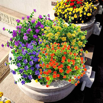 1 Bündel künstliche Blumen im Freien UV -Widerstand grünes Sträucher Pflanzen für Heimküchenbüro Hochzeit Garten Dekor falsche Blume