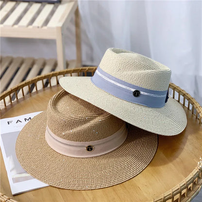 Capas de playa Sombreros para mujeres Men Protección UV Fashion Fashions de las mujeres Sombrero de paja Panamá Borre Borre Avinecible Sombricientos Sol Descoración de lentejuelas