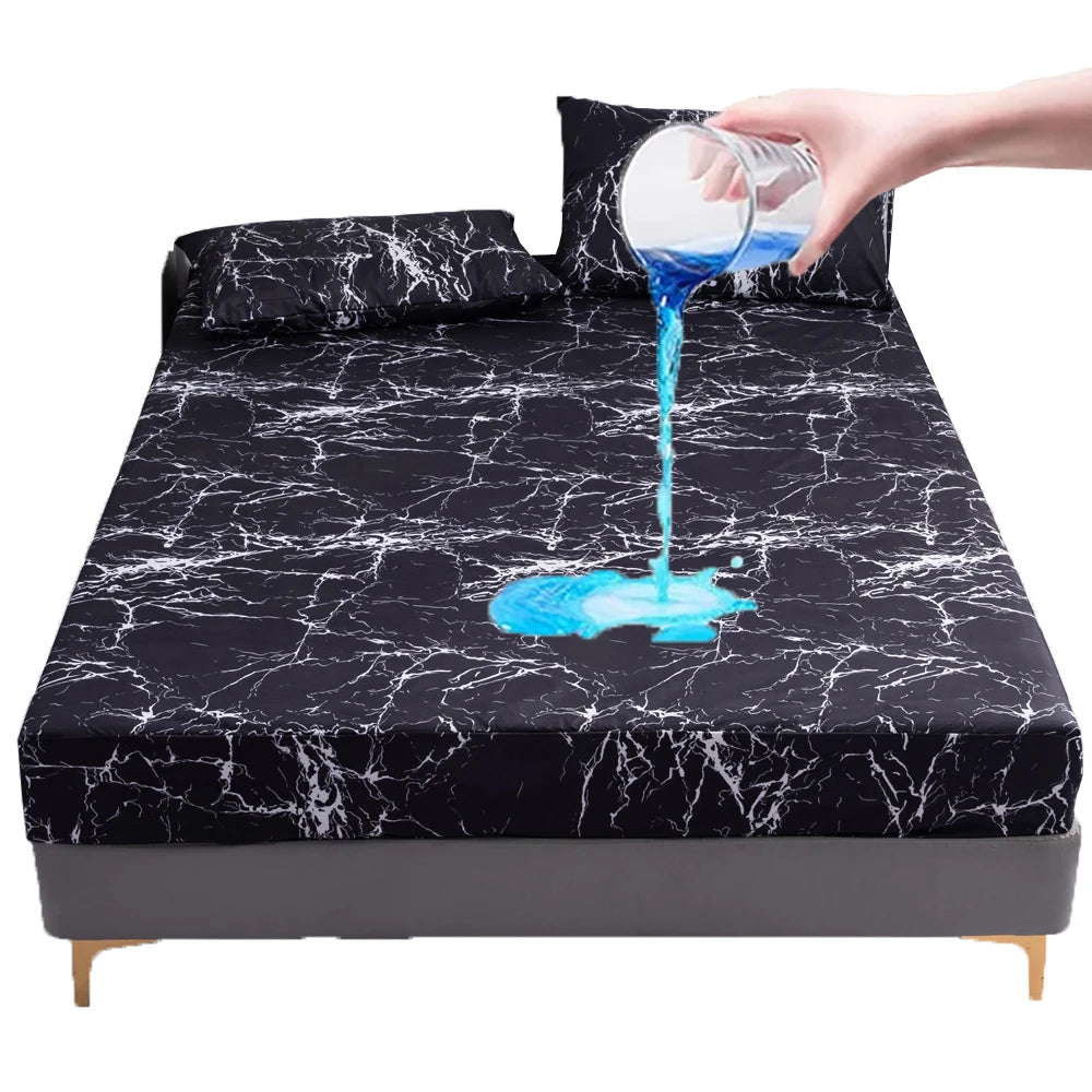 Sábanas ajustadas 100% impermeables o colchón de almohada cubierta de cama protectora banda elástica sólida sólida camas dobles tamaño queen tamaño reina