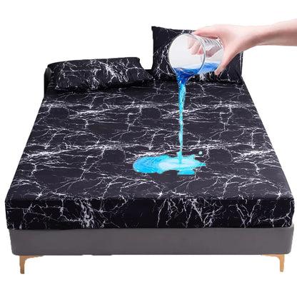 100% Waterproof Fitted Sheets Or Pillowcase Mattress Protector Bed Cover Elastic Band Solid Single Double Bedspread Queen Size