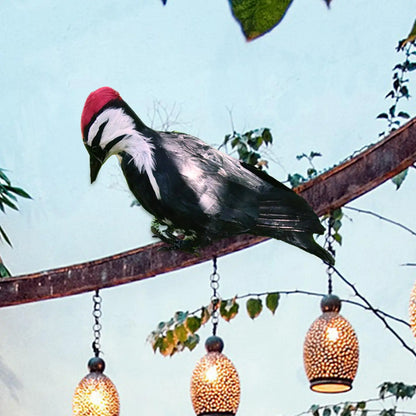 Simulace Hračky Woodpecker Bird Spring Feather Umělé dárkové umění sochařské sochy model pro zahradní yard domácí výzdoba ozdoba