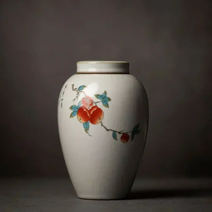 Retro Ru Kiln Ceramics Tea Caddy Cute Cat Pattern Portable Sealed Tea Leaf Containers Travel Tea Bag Storage Box Spice Organizer