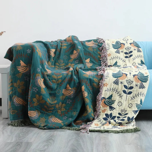 اليابانية رمي بطانية القطن مزدوجة الوجهين غطاء أريكة وسادة أريكة الترفيه بطانية المفرش أربعة مواسم التبريد لحاف ورقة