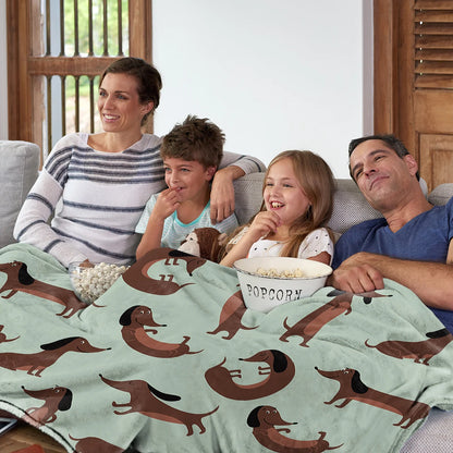 Die Dackel -Pose -Decke bedruckte Wurfdecke Plüsch flauschige Flanellflüchtlingsdecke weiche Würfe für Sofa Couch und Bett