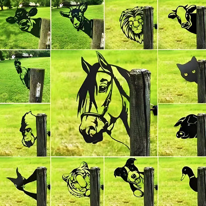 Peeping Animal Care Farm Dekoration Stücke im Freien Garten Plug-in Realistische Modellierung von Metall- und Eisenkunst-Ornamenten im Freien