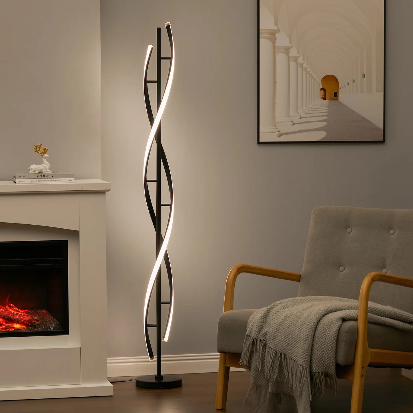 Black 60W Modern LED Floor Lamp for Living Room
