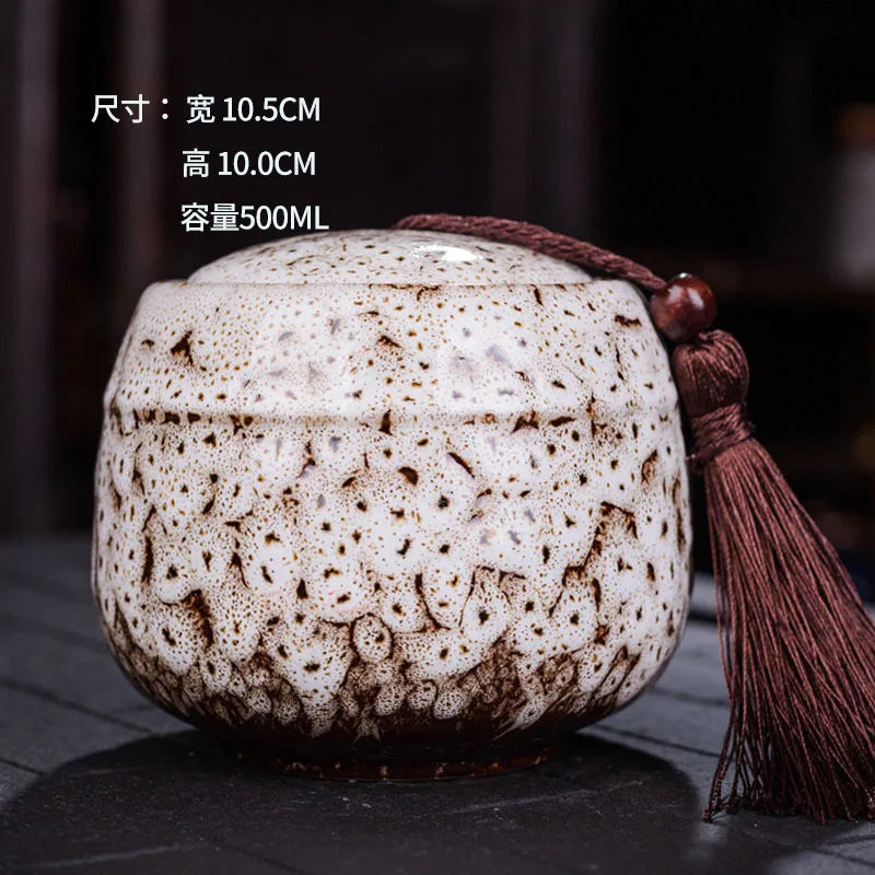 Ceramic tea can, small size, portable, kiln sealed can, household tea storage tank, powder medicine can tea tin Coffee can